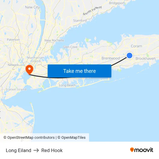 Long Eiland to Red Hook map