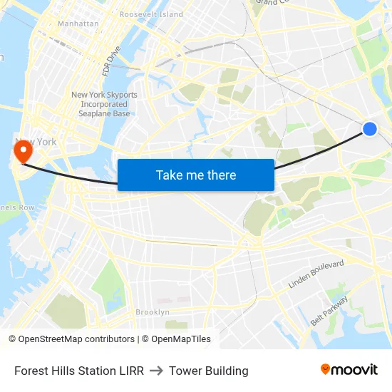 Forest Hills Station LIRR to Tower Building map