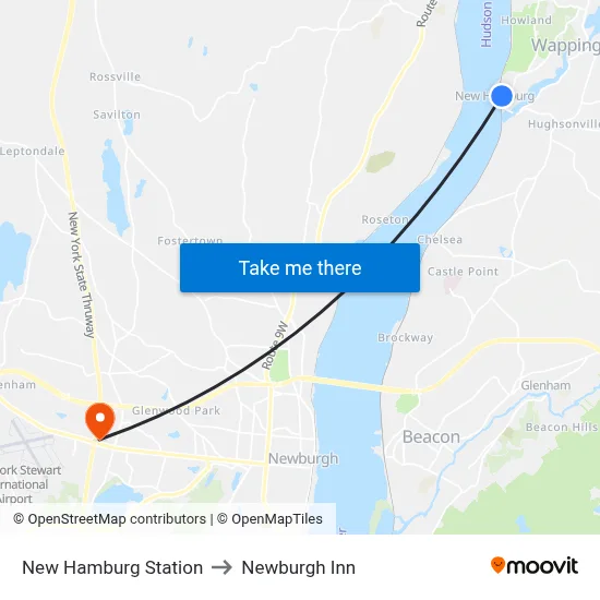 New Hamburg Station to Newburgh Inn map