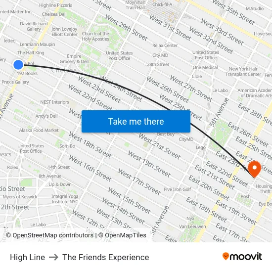 High Line to The Friends Experience map