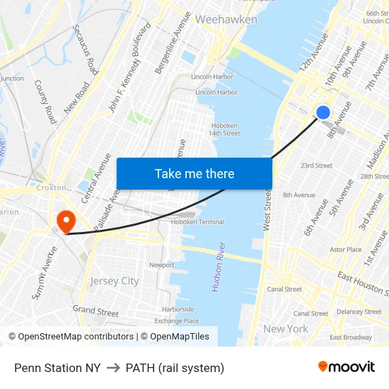 Penn Station NY to PATH (rail system) map