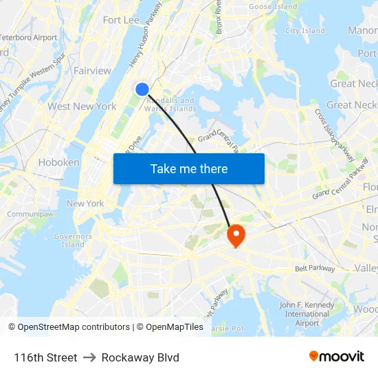 116th Street to Rockaway Blvd map