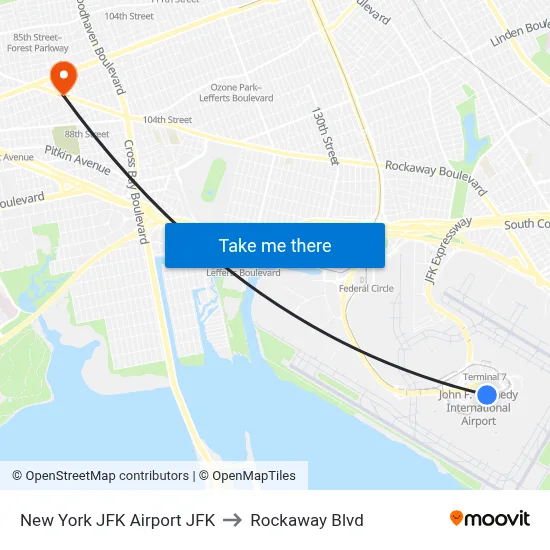 New York JFK Airport JFK to Rockaway Blvd map