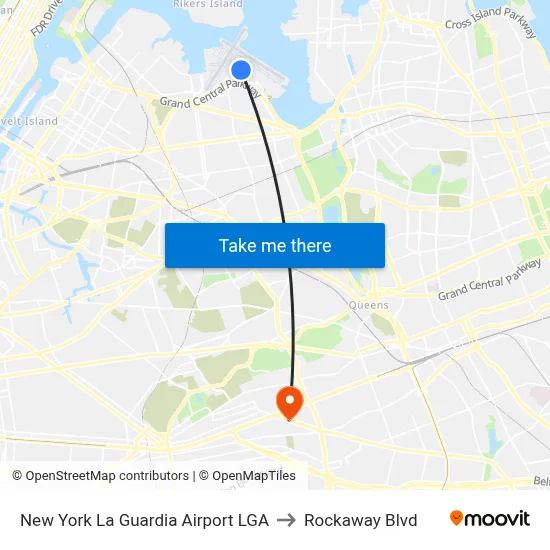 New York La Guardia Airport LGA to Rockaway Blvd map