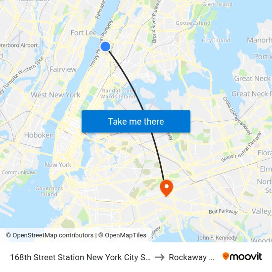 168th Street Station New York City Subway to Rockaway Blvd map