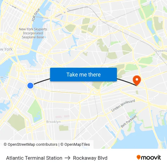 Atlantic Terminal Station to Rockaway Blvd map
