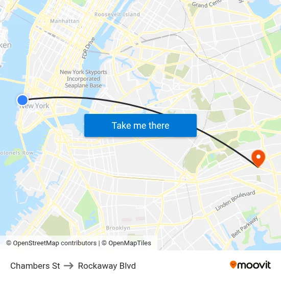 Chambers St to Rockaway Blvd map