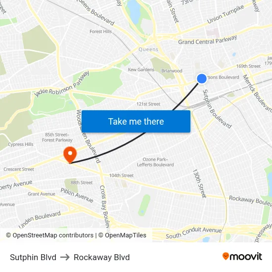 Sutphin Blvd to Rockaway Blvd map