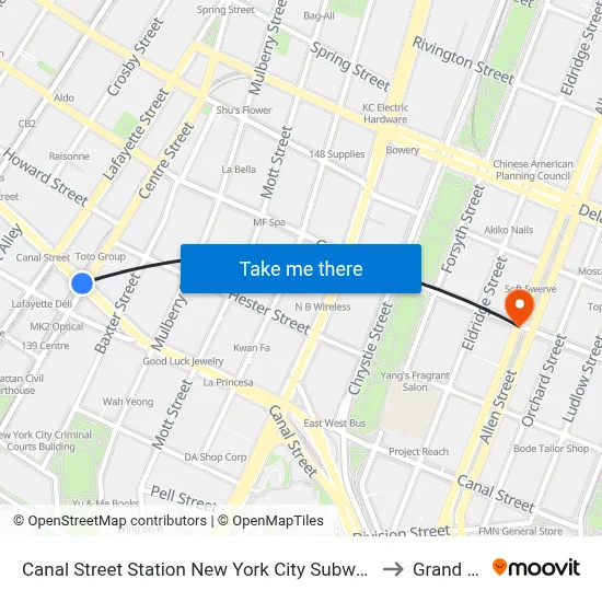 Canal Street Station New York City Subway to Grand St map