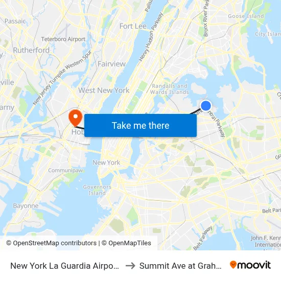 New York La Guardia Airport LGA to Summit Ave at Graham St map