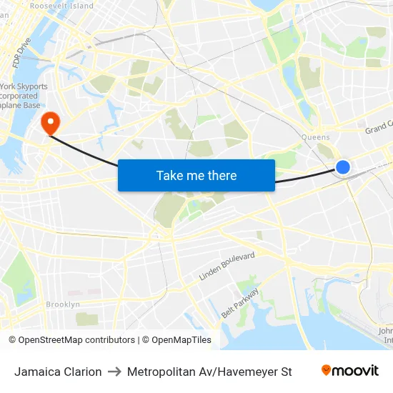 Jamaica Clarion to Metropolitan Av/Havemeyer St map