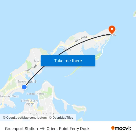 Greenport Station to Orient Point Ferry Dock map