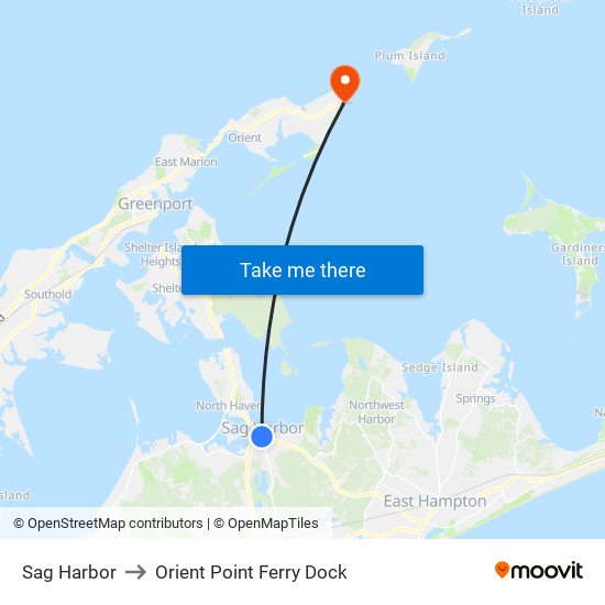 Sag Harbor to Orient Point Ferry Dock map