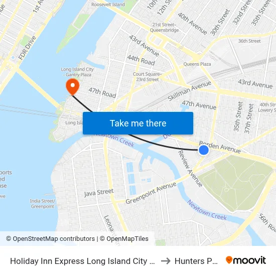 Holiday Inn Express Long Island City E - New York by Ihg to Hunters Point Ave map