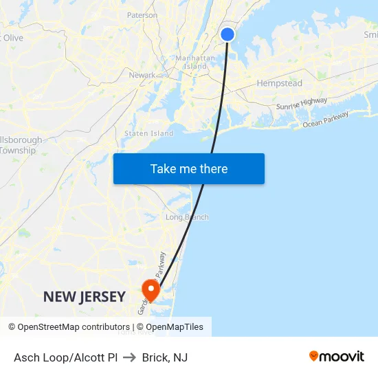 Asch Loop/Alcott Pl to Brick, NJ map