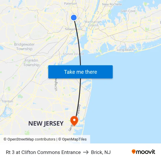 Rt 3 at Clifton Commons Entrance to Brick, NJ map