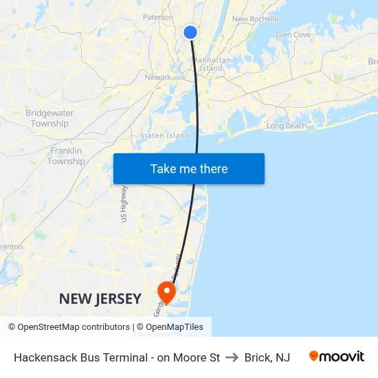 Hackensack Bus Terminal - on Moore St to Brick, NJ map