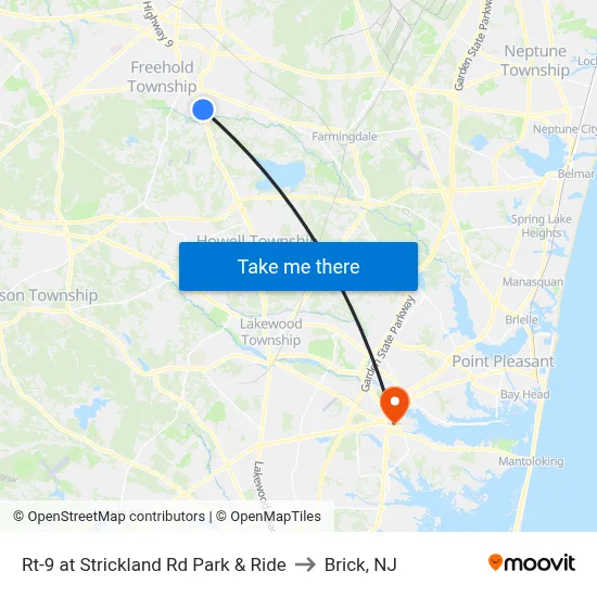 Rt-9 at Strickland Rd Park & Ride to Brick, NJ map