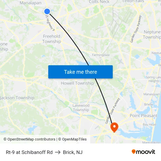 Rt-9 at Schibanoff Rd to Brick, NJ map
