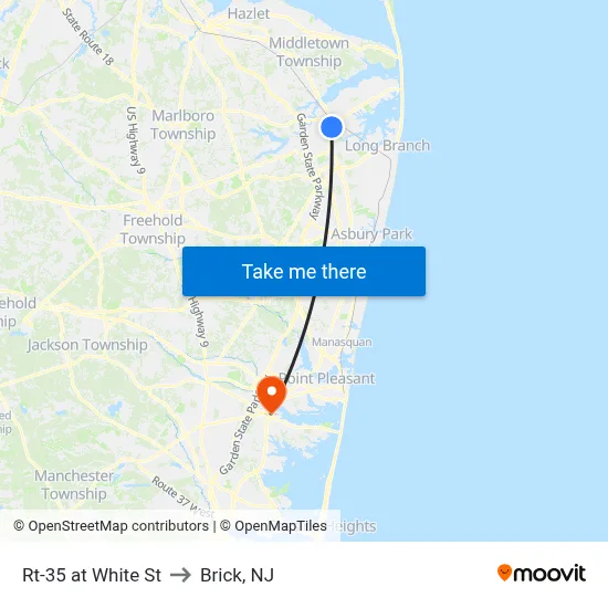 Rt-35 at White St to Brick, NJ map