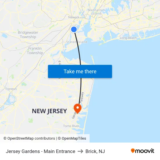 Jersey Gardens - Main Entrance to Brick, NJ map