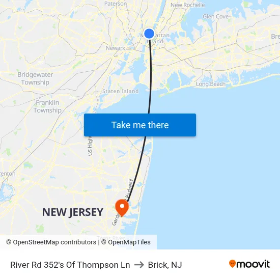 River Rd 352's Of Thompson Ln to Brick, NJ map