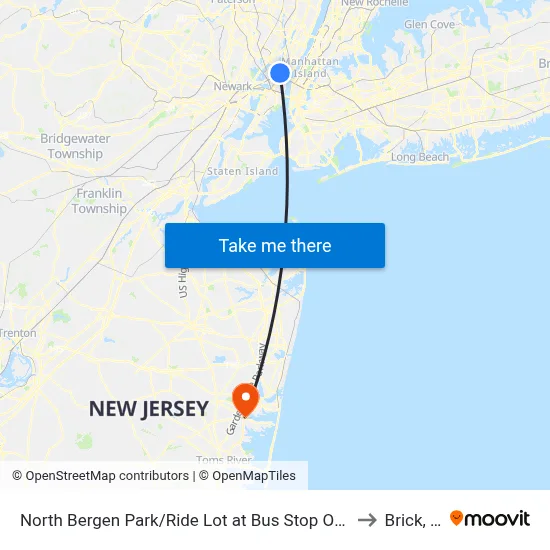 North Bergen Park/Ride Lot at Bus Stop Opposite T to Brick, NJ map