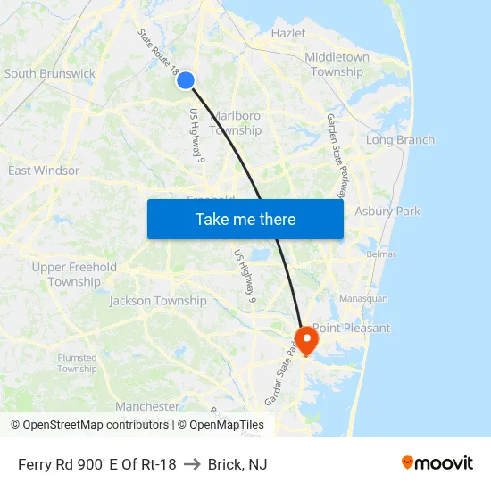 Ferry Rd 900' E Of Rt-18 to Brick, NJ map