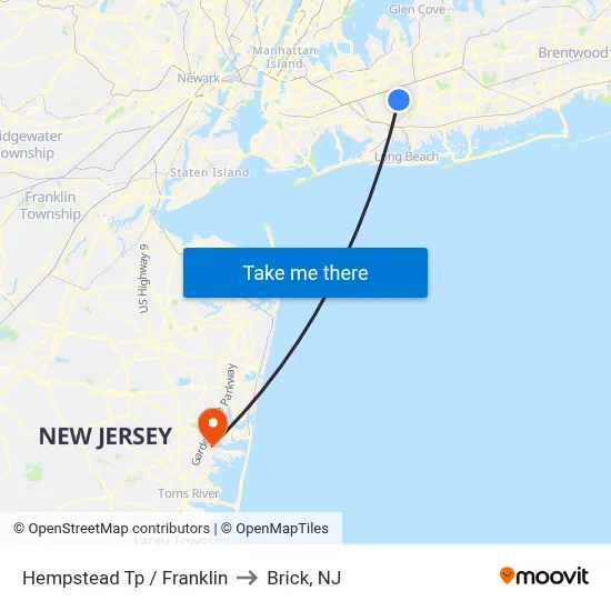 Hempstead Tp / Franklin to Brick, NJ map