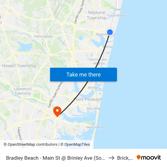 Bradley Beach - Main St @ Brinley Ave (Southbound) to Brick, NJ map