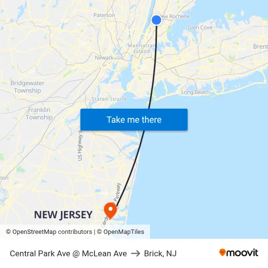 Central Park Ave @ McLean Ave to Brick, NJ map