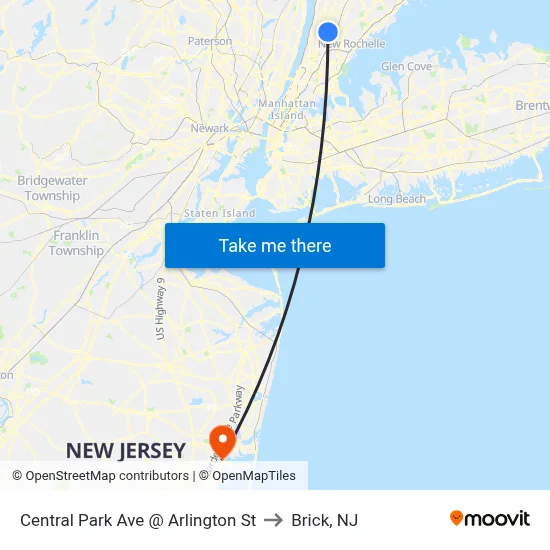 Central Park Ave @ Arlington St to Brick, NJ map