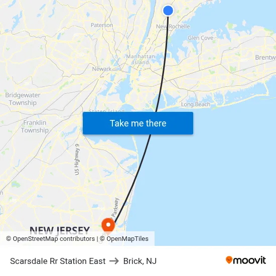 Scarsdale Rr Station East to Brick, NJ map