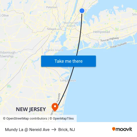 Mundy La @ Nereid Ave to Brick, NJ map