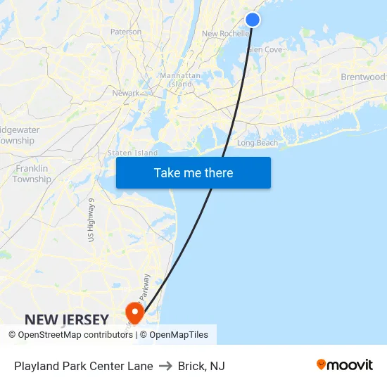 Playland Park Center Lane to Brick, NJ map