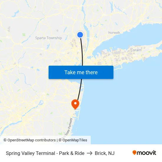 Spring Valley Terminal - Park & Ride to Brick, NJ map