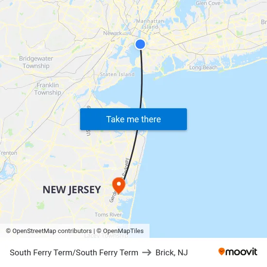 South Ferry Term/South Ferry Term to Brick, NJ map