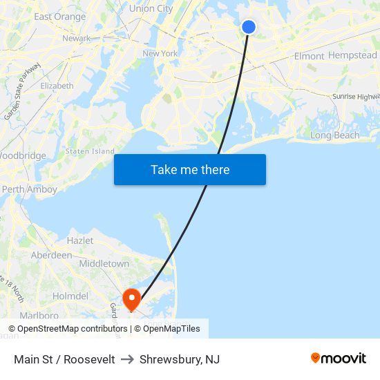 Main St / Roosevelt to Shrewsbury, NJ map