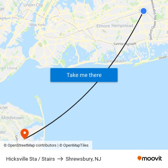 Hicksville Sta / Stairs to Shrewsbury, NJ map