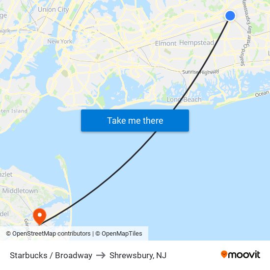 Starbucks / Broadway to Shrewsbury, NJ map