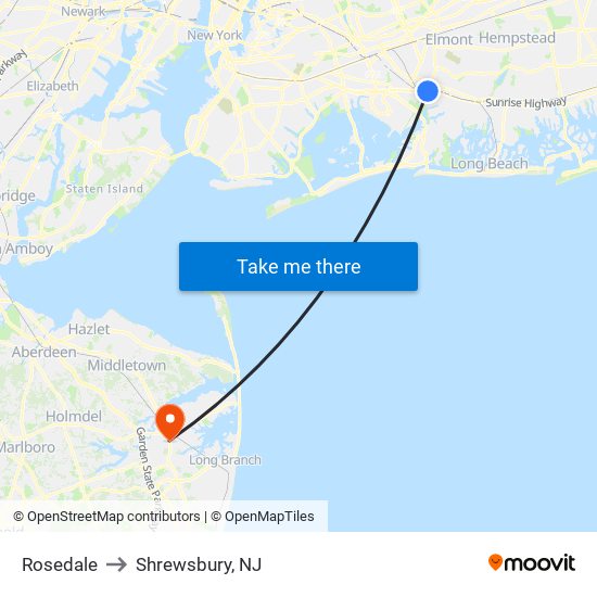 Rosedale to Shrewsbury, NJ map