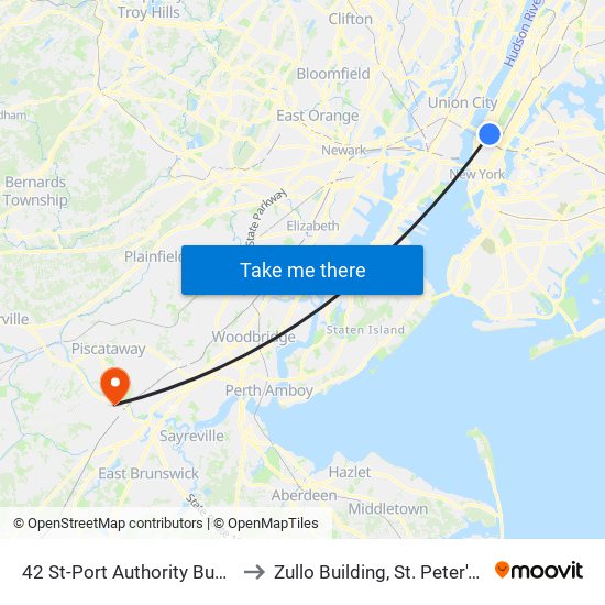 42 St-Port Authority Bus Terminal to Zullo Building, St. Peter's Hospital map