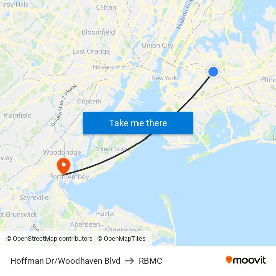 Hoffman Dr/Woodhaven Blvd to RBMC map