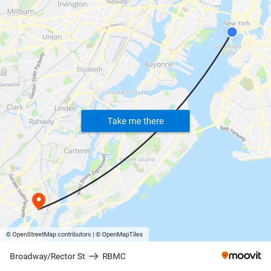 Broadway/Rector St to RBMC map