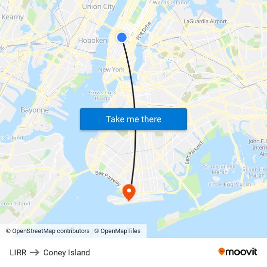LIRR to Coney Island map