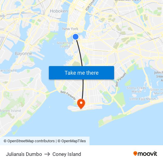 Juliana's Dumbo to Coney Island map