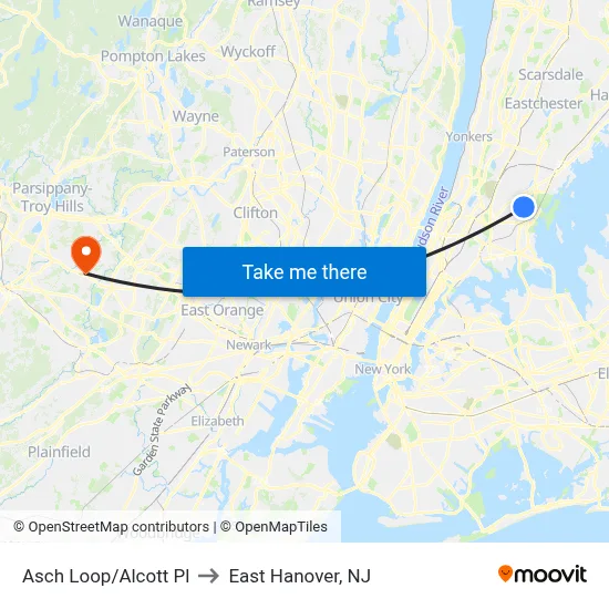 Asch Loop/Alcott Pl to East Hanover, NJ map