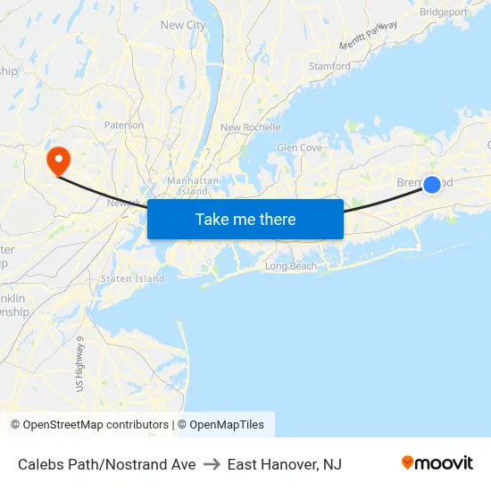 Calebs Path/Nostrand Ave to East Hanover, NJ map