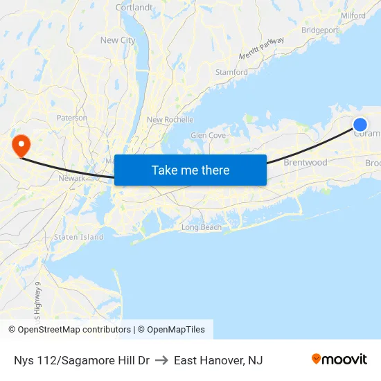 Nys 112/Sagamore Hill Dr to East Hanover, NJ map