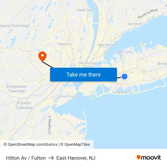 Hilton Av / Fulton to East Hanover, NJ map